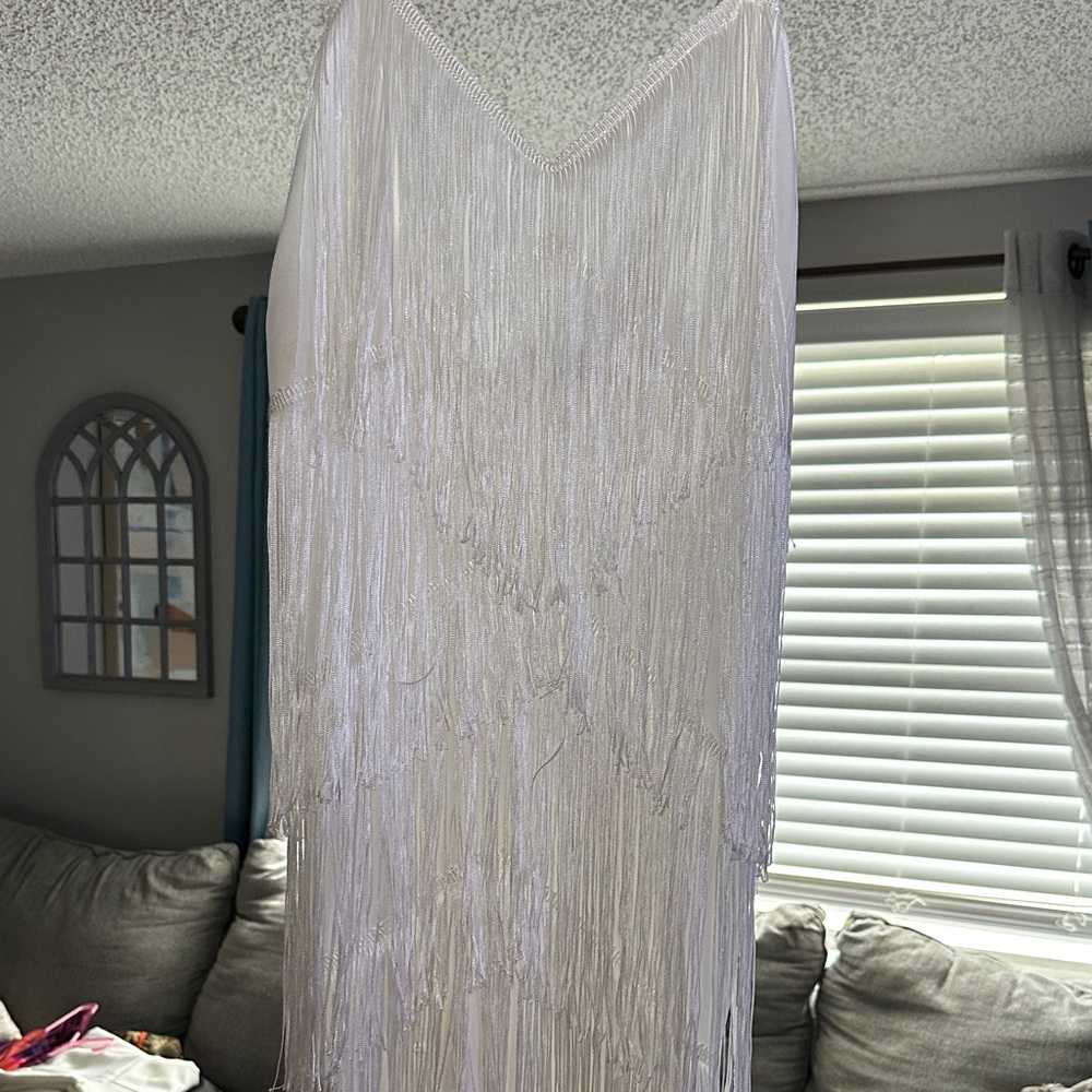 PrettyLittleThing White Fringe Jumpsuit